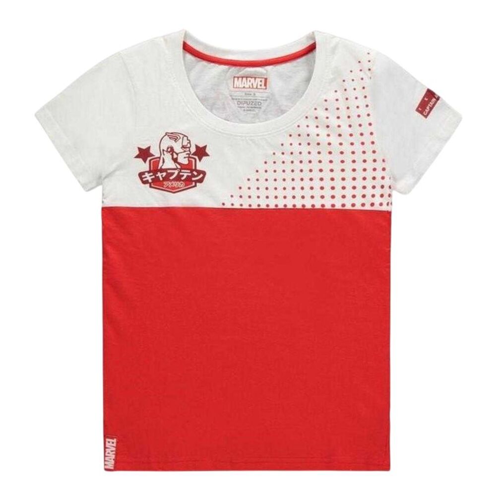 Captain America Womens/Ladies Japanese T-Shirt / Red/White